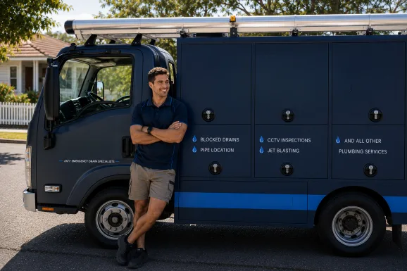 Our plumber with the service van on a Engadine job