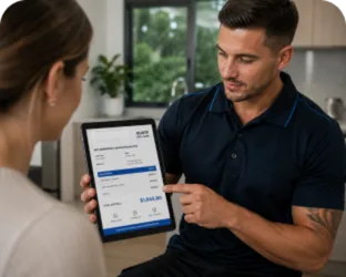 Plumber explaining a service estimate in Engadine